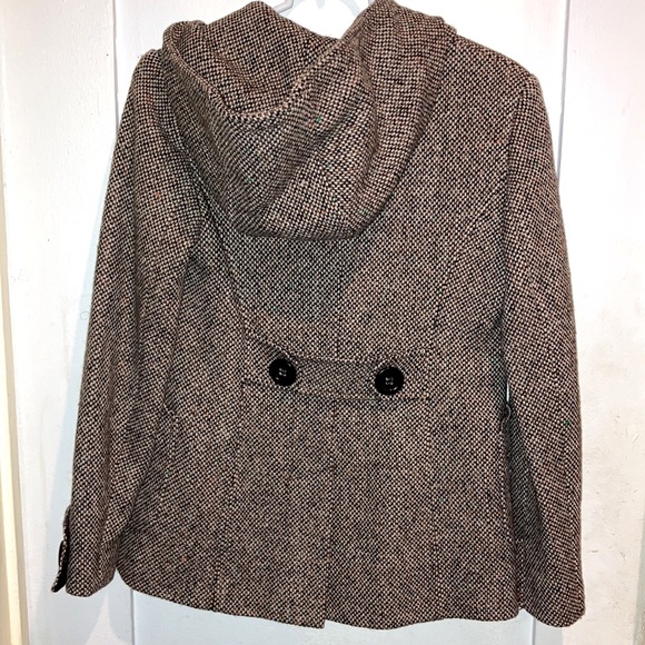 Jennifer Lopez tweed style brown crop Hoodie Coat - Picture 4 of 5